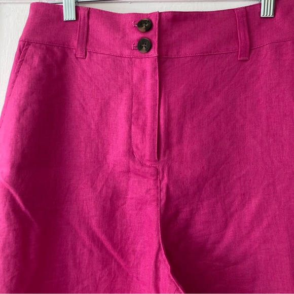 Boden Highbury Linen Pants in Rose Violet 8P 8 Petite Hot Pink Barbie - Picture 7 of 9